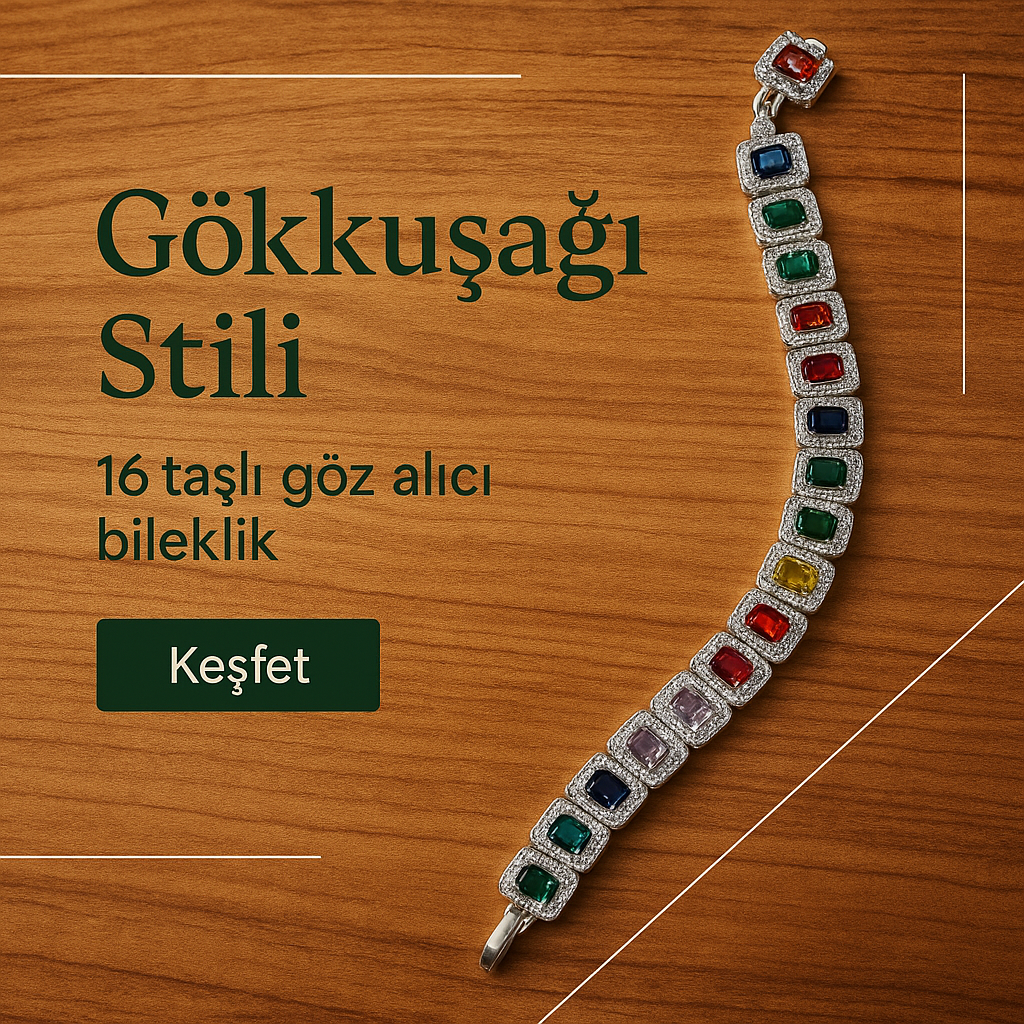 Rainbow Taşlı Su Yolu Kadın Bileklik