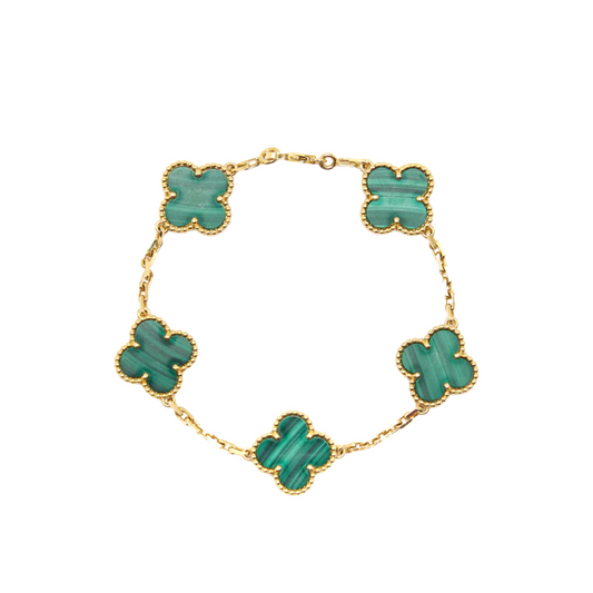 VAN CLEEF VINTAGE ALHAMBRA BİLEKLİK- ALTIN/YEŞİL