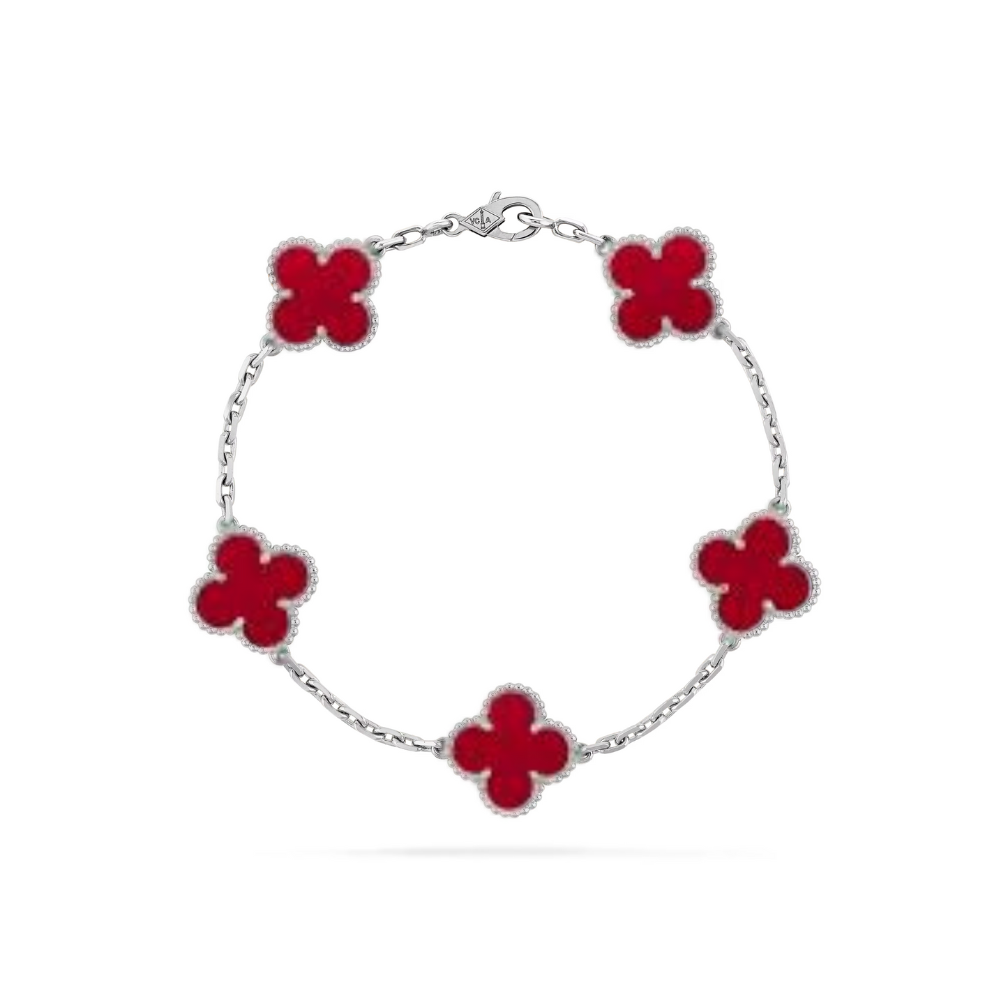 VAN CLEEF VINTAGE ALHAMBRA BİLEKLİK- GÜMÜŞ/RED-RENK