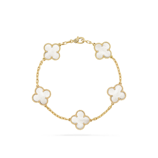 VAN CLEEF VINTAGE ALHAMBRA BİLEKLİK - ALTIN/BEYAZ-RENK