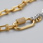 Two tone 14k Altın kaplama incili bileklik
