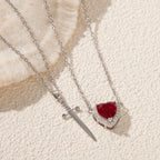 Kalp ve Kılıç Çift Kolye