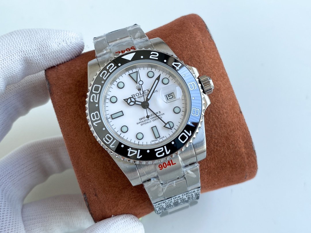 GMT-MASTER II CUSTOM CERAMIC BLACK BEZEL WHITE DIAL+ŞEFAF KARGO