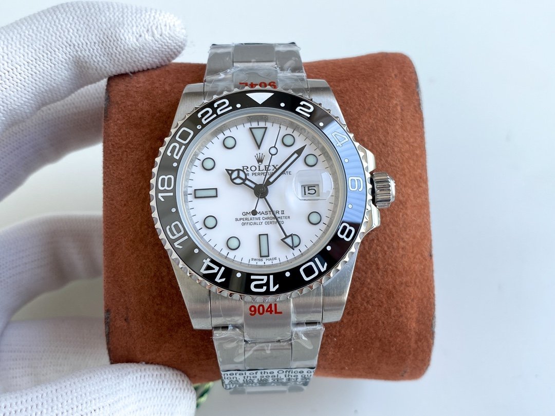 GMT-MASTER II CUSTOM CERAMIC BLACK BEZEL WHITE DIAL+ŞEFAF KARGO