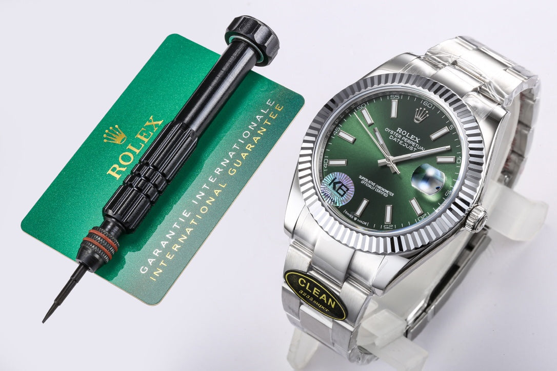 DATEJUST 41MM STEEL CASE GREEN DIAL+ŞEFAF KARGO