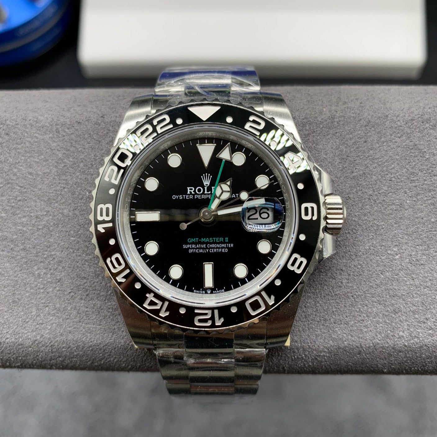 GMT-MASTER II CUSTOM BLACK BEZEL BLACK DIAL+ŞEFAF KARGO