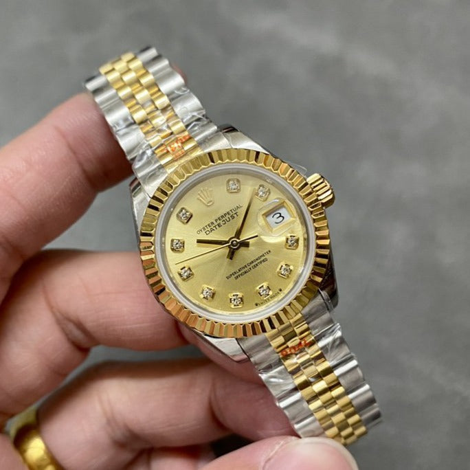 DATEJUST 28MM GOLD STEEL DIAMOND NUMERALS+ŞEFAF KARGO