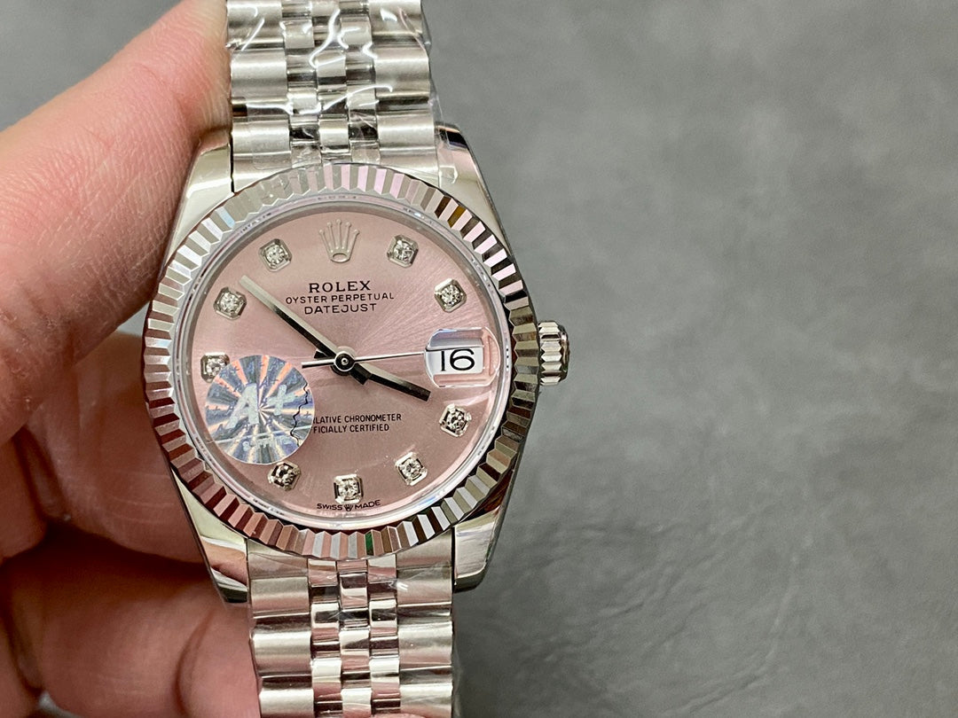 DATEJUST 31MM STEEL PINK DIAL+ŞEFAF KARGO
