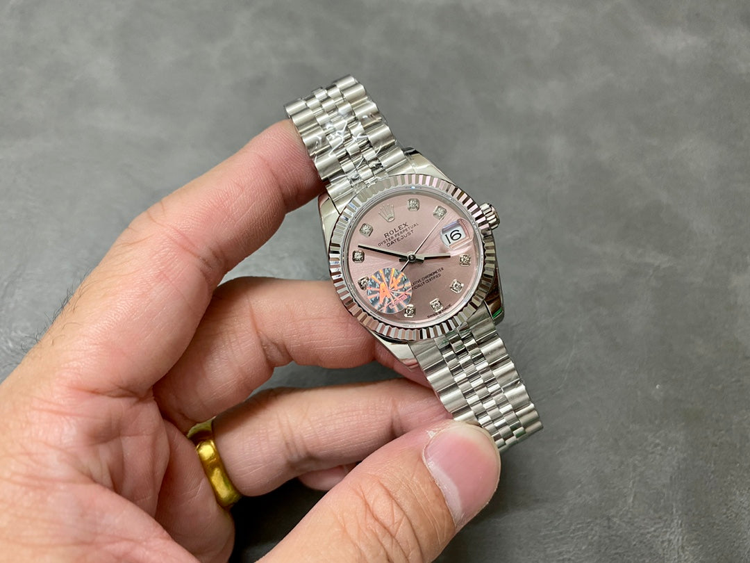 DATEJUST 31MM STEEL PINK DIAL+ŞEFAF KARGO
