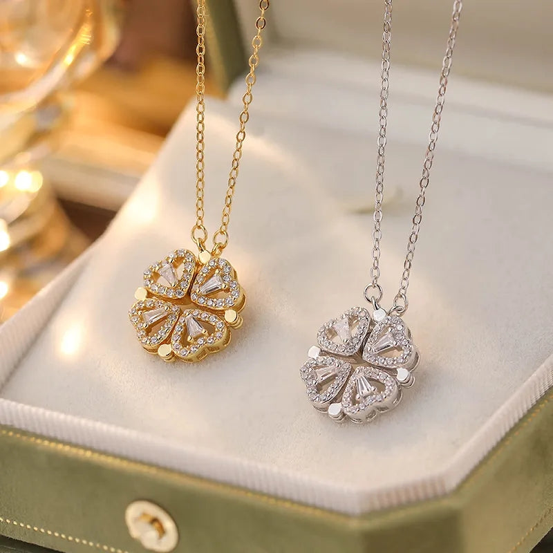 Açılır Kalp Yonca Kolye