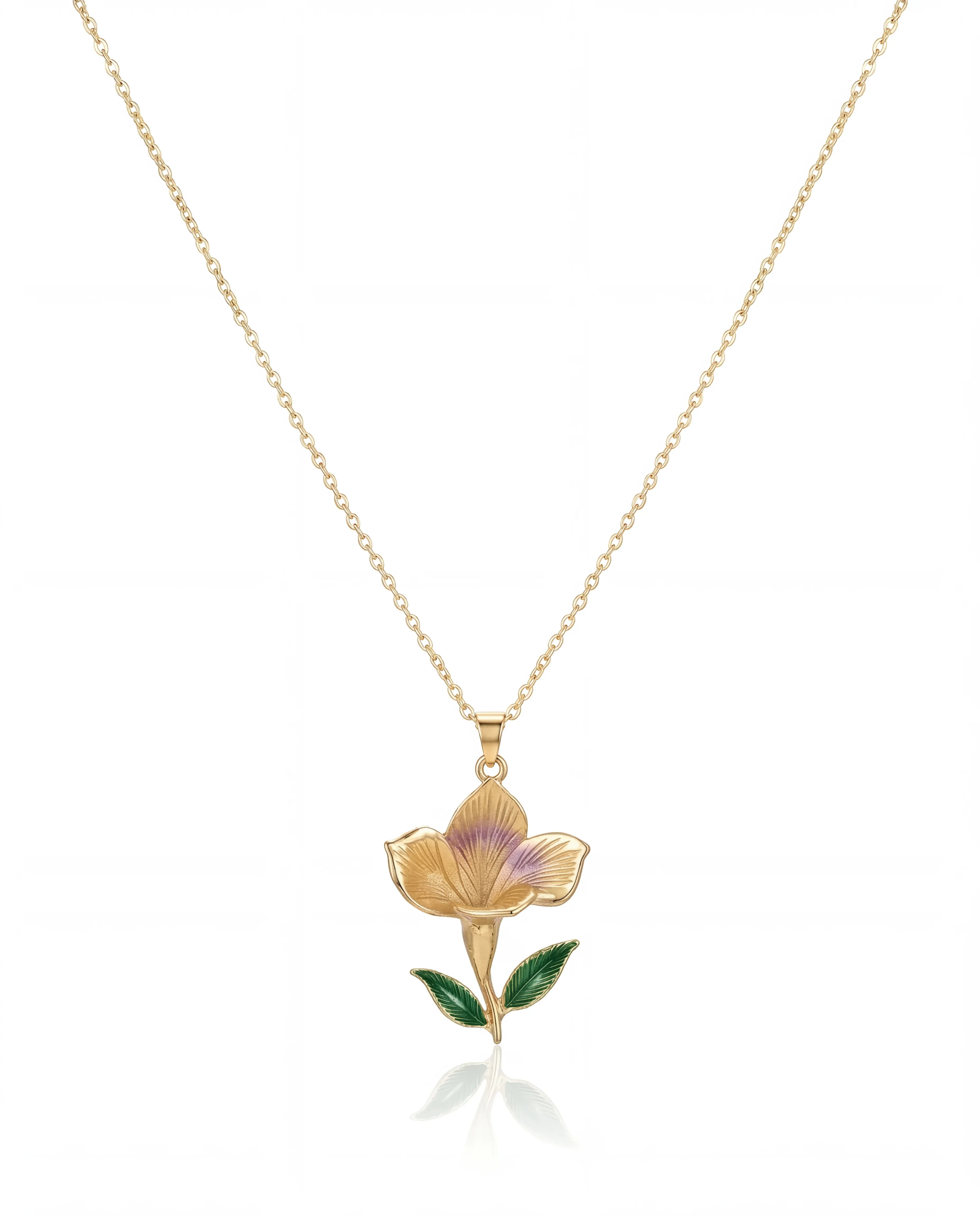 Rodyum ve 18 k Gold kaplama çiçek kolye
