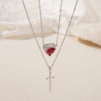 Kalp ve Kılıç Çift Kolye