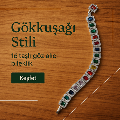 Rainbow Taşlı Su Yolu Kadın Bileklik