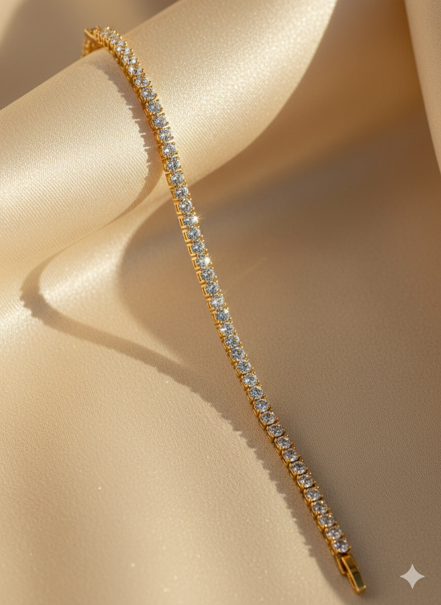 ✨ Paslanmaz Çelik 4 Mikron Altın Kaplama Zirkon Taşlı