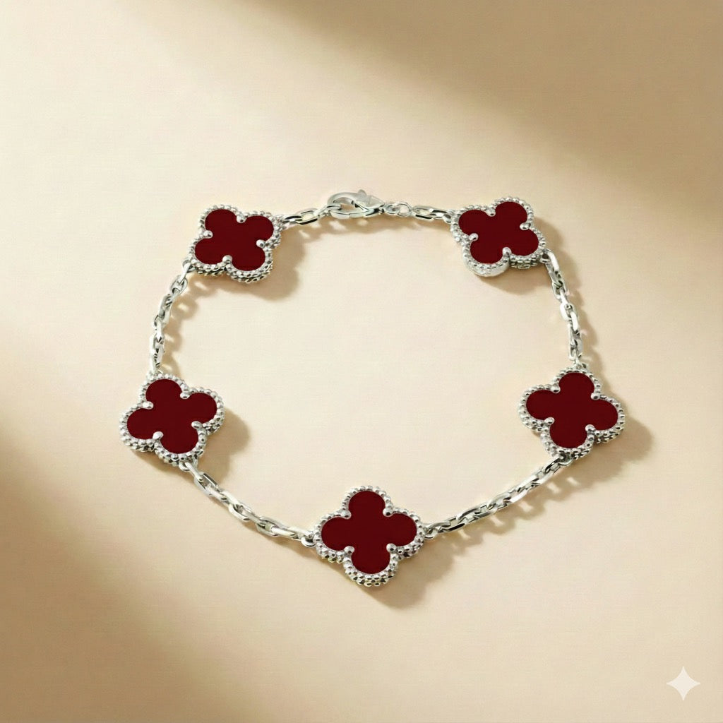 VAN CLEEF BİLEKLİK- GÜMÜŞ/KIRMIZI-RENK