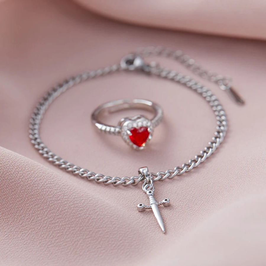 Kalp Kılıç Çift Bileklik