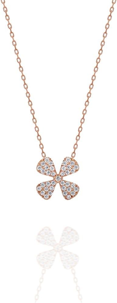 925 Ayar Rose Minik Yonca Kolye Kadın Gümüş Kolye