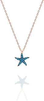 925 Ayar Turkuaz Minik Deniz Yıldızı Kolye Kadın Gümüş Kolye