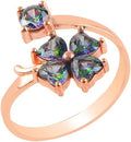 925 Ayar Ayarlanabilir Mistik topaz Taşlı Yonca Kadın Gümüş Yüzük
