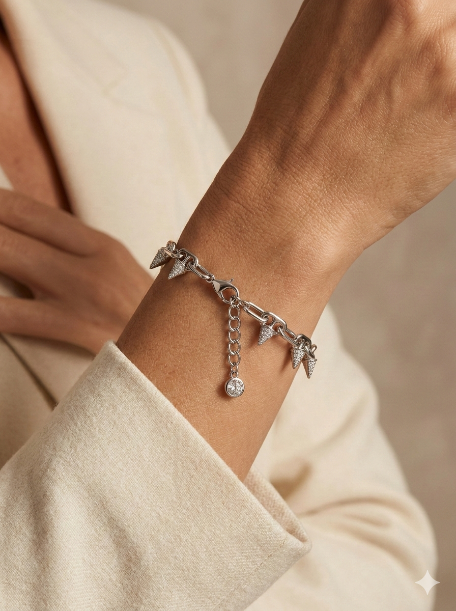 Premium Klalite Zirkon Taşlı Pırlanta Işıltısı Bileklik