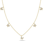 925 Ayar Gümüş Gold Zirkon Taşlı Şans Kelebek Kolye