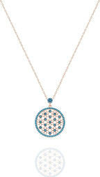 925 Ayar Gümüş Turkuaz Taşlı Yaşam Çiçeği Kolye Bayan Gümüş Kolye