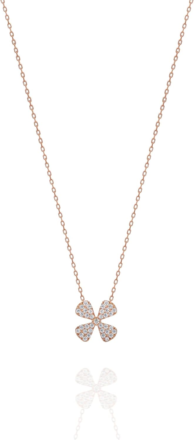 925 Ayar Rose Minik Yonca Kolye Kadın Gümüş Kolye