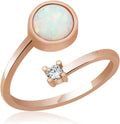 925 Ayar Ayarlanabilir Tektaş Beyaz Opal Taşlı Gümüş Yüzük