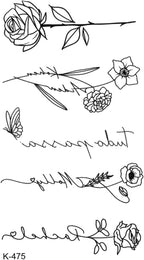 Yazılı Çiçekler Geçici Dövme Mini Tattoo