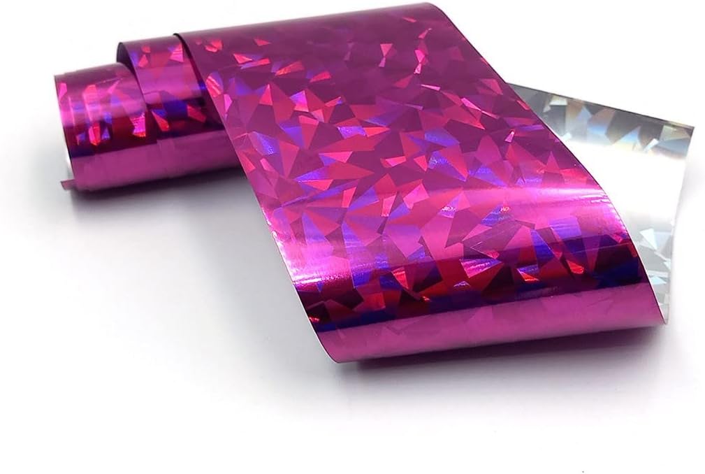 Fuşya Renk Hologram Desenli Transfer Tırnak Dövmesi, Tırnak Sticker, Nail Tattoo, Nail Art