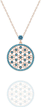 925 Ayar Gümüş Turkuaz Taşlı Yaşam Çiçeği Kolye Bayan Gümüş Kolye