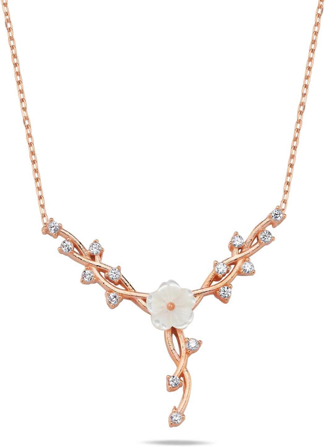 925 Ayar Gümüş Manolya Çiçeği Sarmaşık Model Kolye