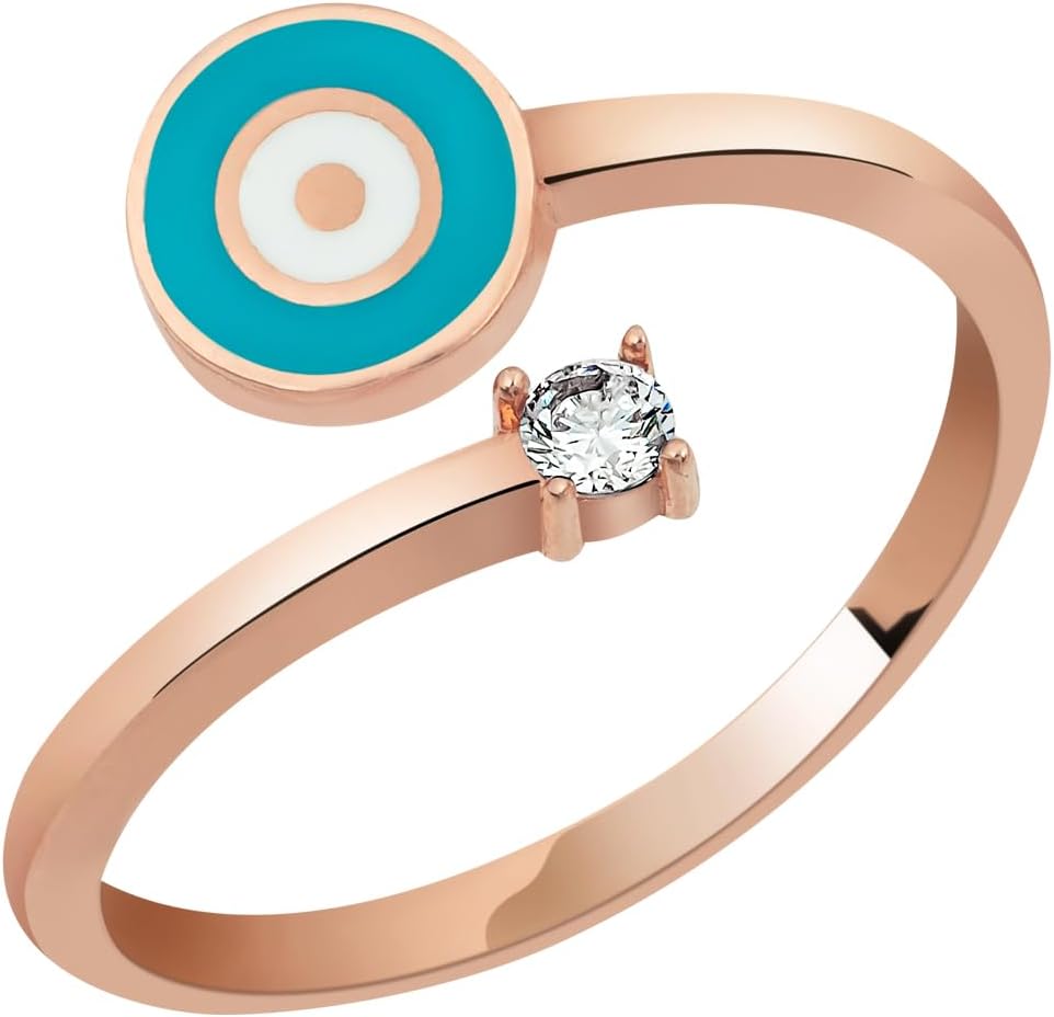 925 Ayar Ayarlanabilir Mineli Nazar Tektaş Gümüş Yüzük