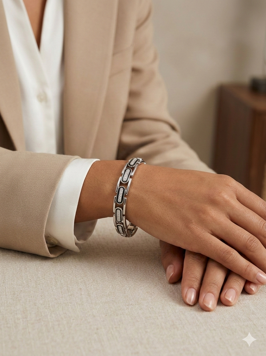 Özel Seri: Işıltılı Taşlı Çelik Bileklik