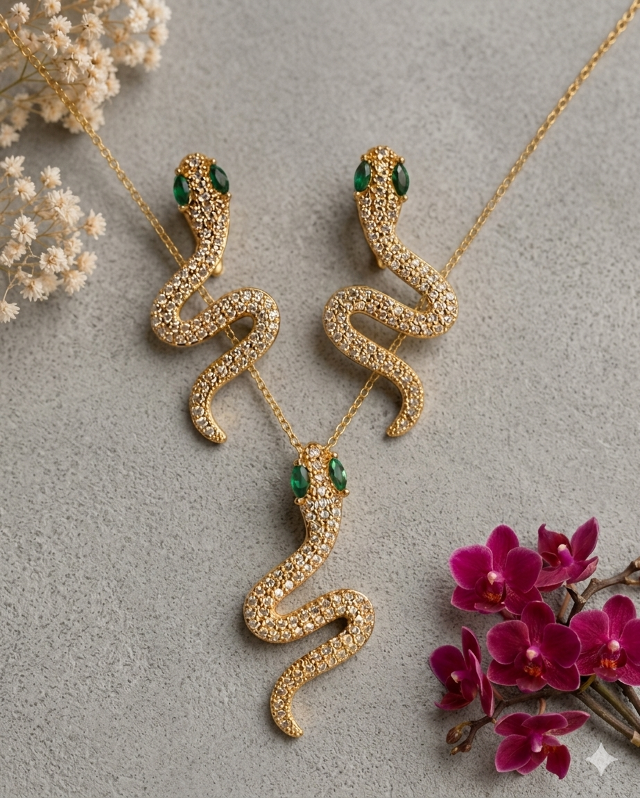 Snek Kolye küpe set