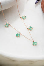 925 Ayar Yeşil Yonca Şans Kolye Kadın Gümüş Kolye