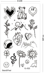 Karışık Minimal Geçici Dövme El Parmak Yüz Dövmesi