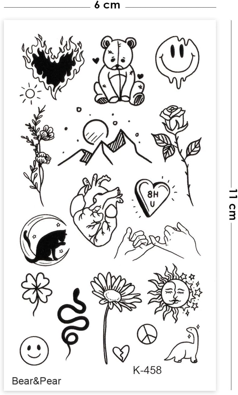 Karışık Minimal Geçici Dövme El Parmak Yüz Dövmesi