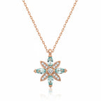 925 Ayar Aquamarin Taşlı Çiçek Kadın Gümüş Kolye