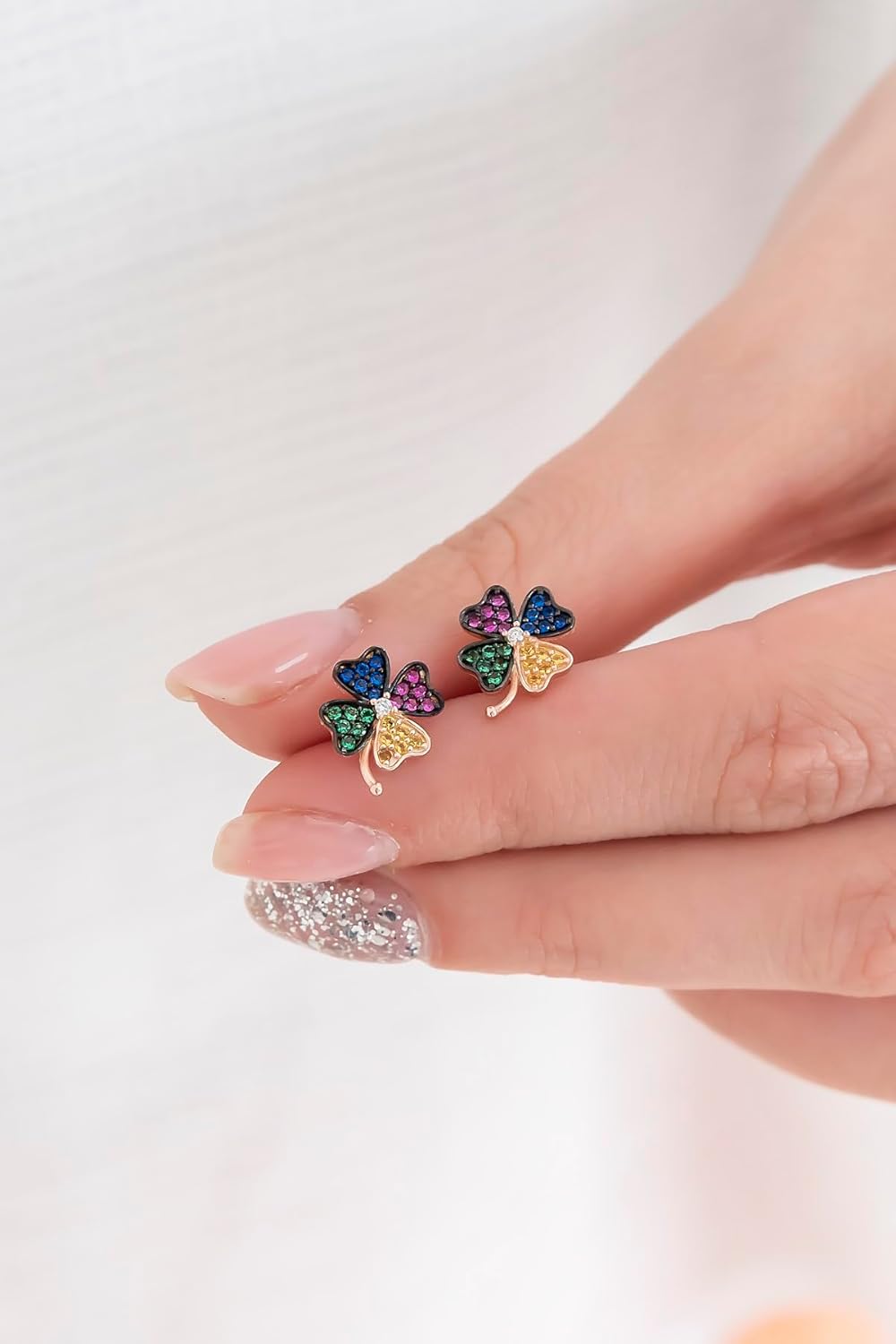 925 Ayar Minik Yonca Küpe Kadın Gümüş Küpe