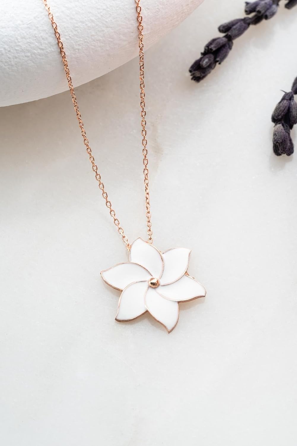 925 Ayar Beyaz Mineli Yonca Kolye Kadın Gümüş Kolye