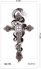 Yılan ve Çarmıh Geçici Dövme Unisex Tattoo