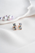 925 Ayar Mistik Topaz Taşlı Kedi Kadın Gümüş Küpe