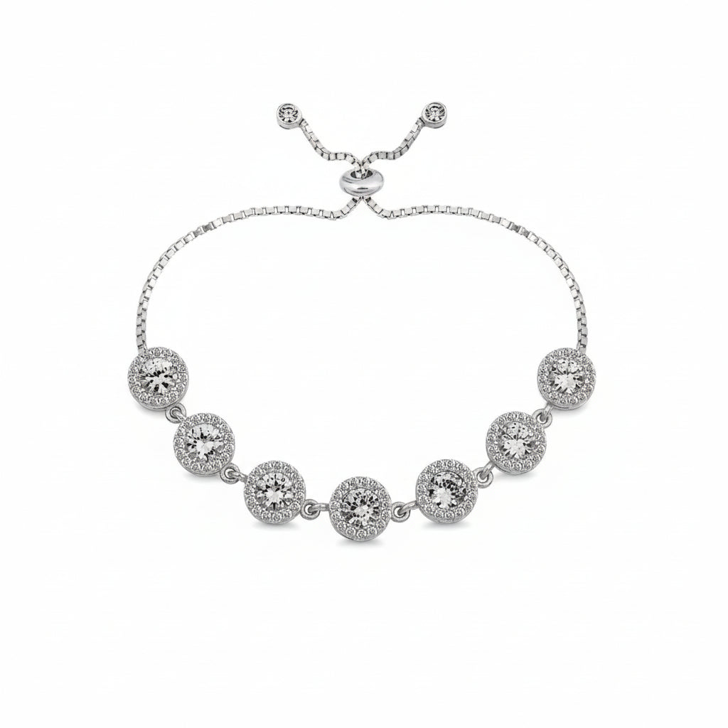 925 Ayar Asansörlü Elmas Montür Bileklik Kadın Gümüş Bileklik