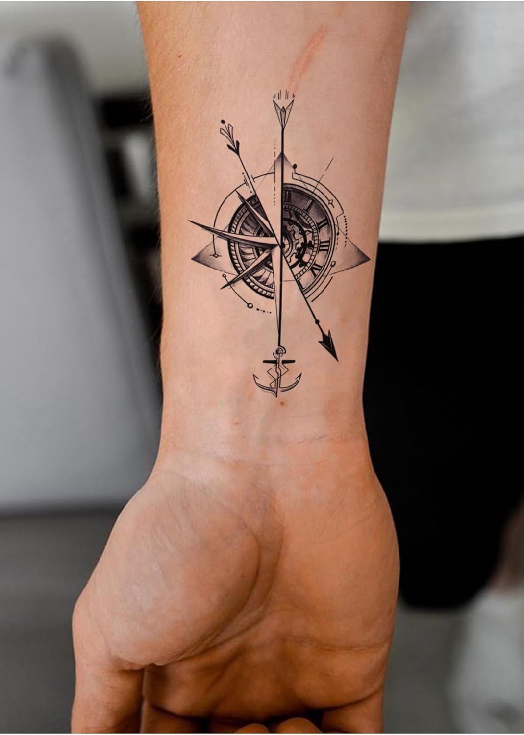 Çapa Dövmesi, Pusula Dövmesi, Unisex Dövme, Geçici Vücut Dövmesi, Minimal Dövme Tattoo