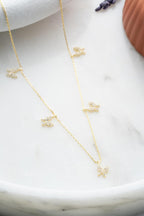 925 Ayar Gümüş Gold Zirkon Taşlı Şans Kelebek Kolye