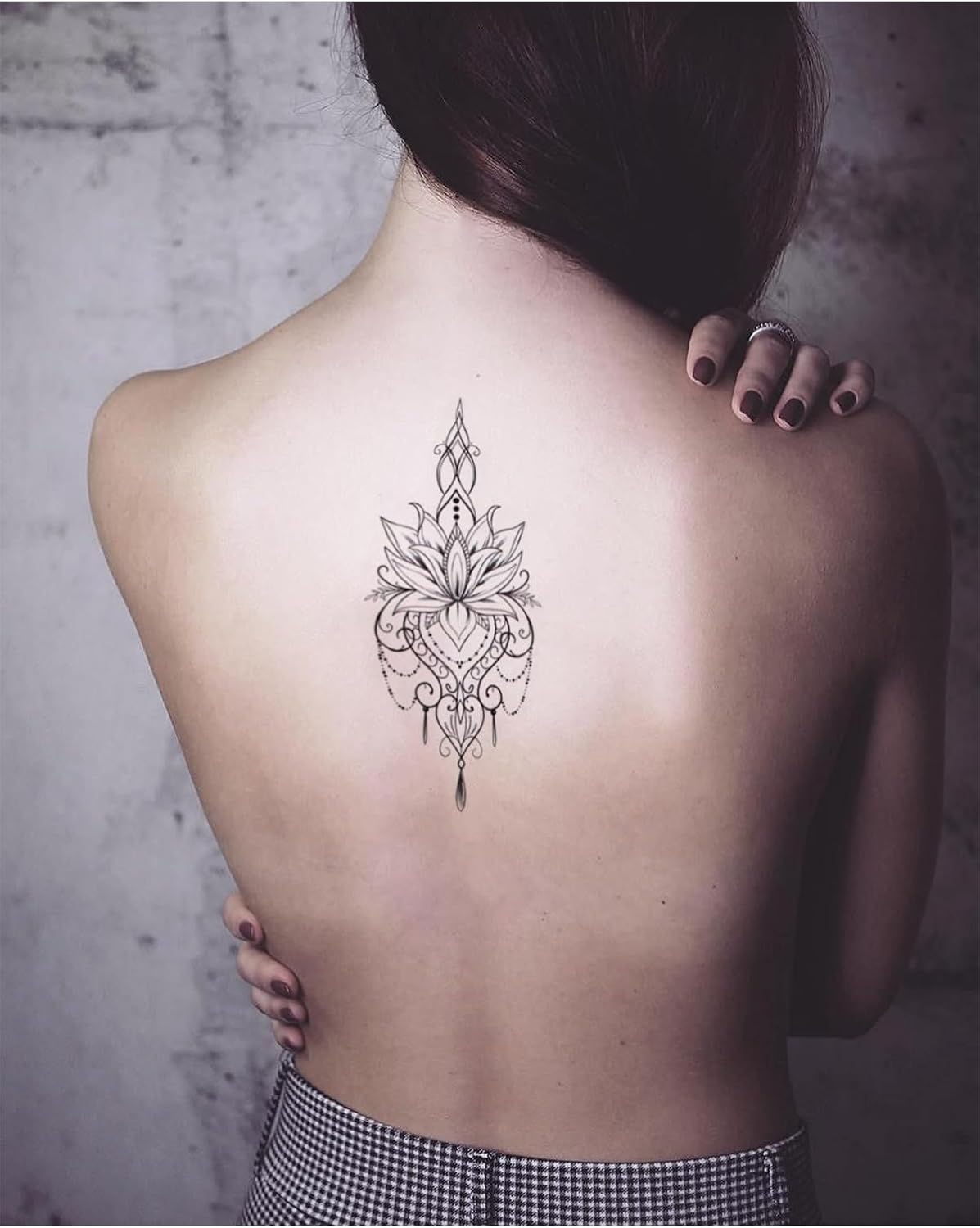 Mandala Desenli Lotus Geçici Dövme, Kadın Geçici Dövme, Mandala Tattoo