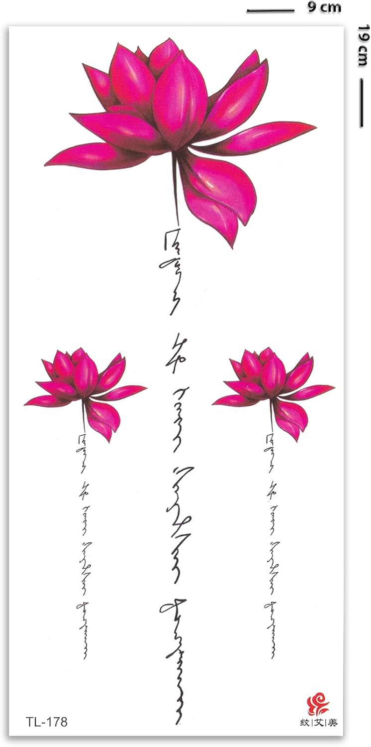 Lotus Dövmesi, Kadın Geçici Dövme, Kadınlar için Yazılı Çiçek Dövmesi