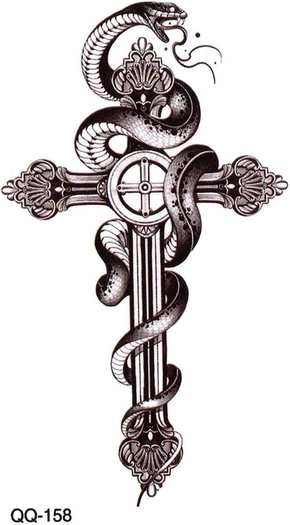 Yılan ve Çarmıh Geçici Dövme Unisex Tattoo