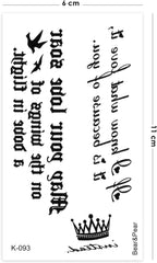 Yazı Kral Tacı Geçici Dövme Writing Tattoo